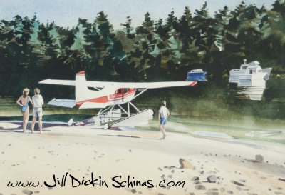 Float-plane on the beach