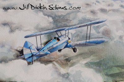 Biplane Flying over Cloud (Detail)