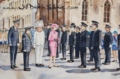 Princess Anne inspects the troops (Detail)