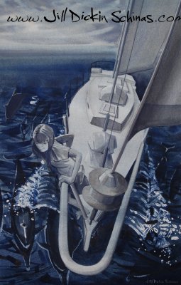 Dolphins at the bow