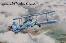 Biplane Flying over Cloud (Detail)