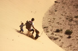 Running down a sand dune in Cape Verde