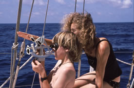 Child learning to use the sextant